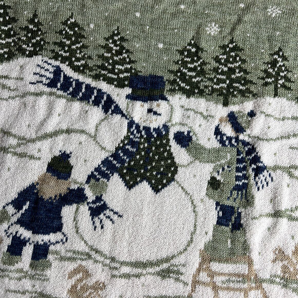 VTG Willow Ridge Sweater Womans Medium Acrylic Winter Snowman Nature Made in USA - Picture 2 of 8
